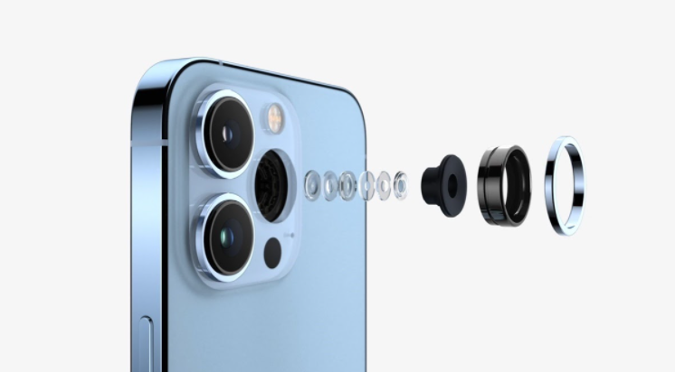 All elements of the iPhone 13 ultra-wide-angle lens with macro mode.