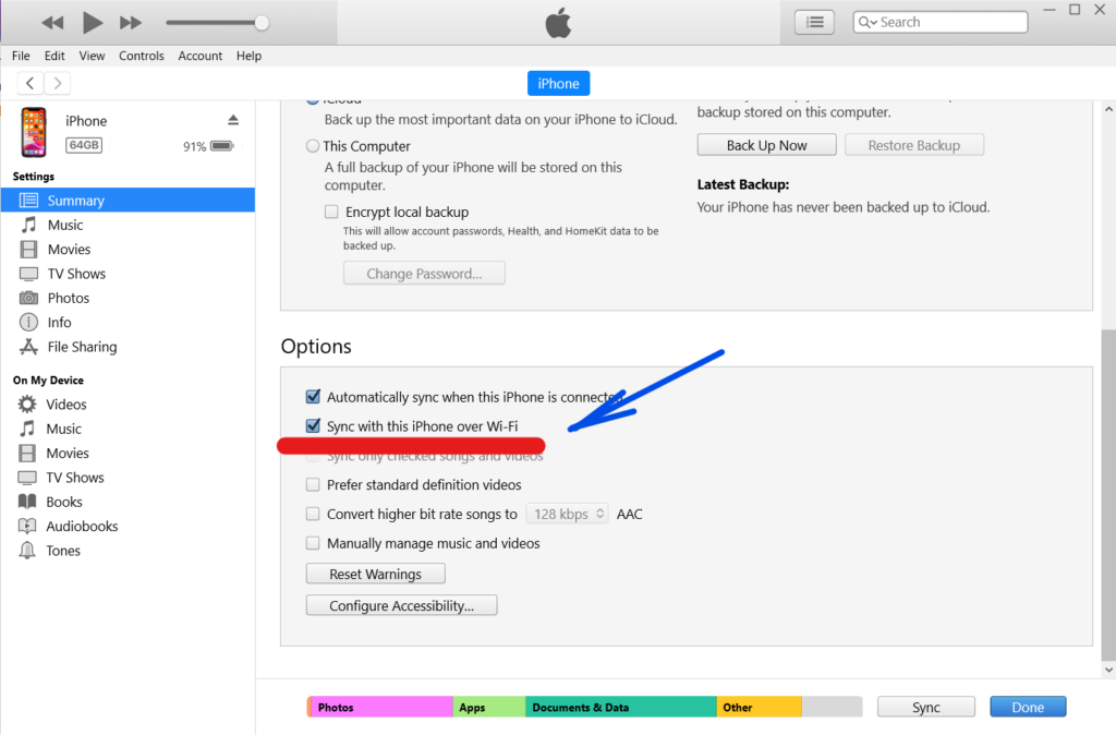 Turn on Wi-Fi sync AltStore