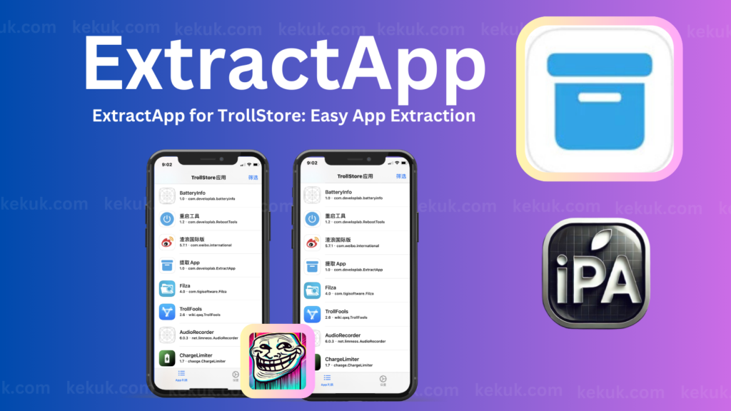 Extract iOS App was developed by CubeLab, and its v1.2 is now publicly available. It is a Trollstore-compatible utility tool for extracting iPhone/iPad-installed apps as iPA or TiPA file formats. The main advantage of this tool is that users can extract the iPhone-installed apps without decrypting them, which means users can extract the iPA files remaining encrypted.