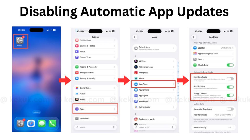 Disable Automatic App Updates iOS 27+ iPhone 18
